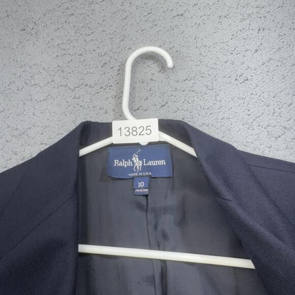 VINTAGE Polo Ralph Lauren Blazer Womens 10 Blue Wool Jacket 80s Workcore USA - Picture 2 of 16